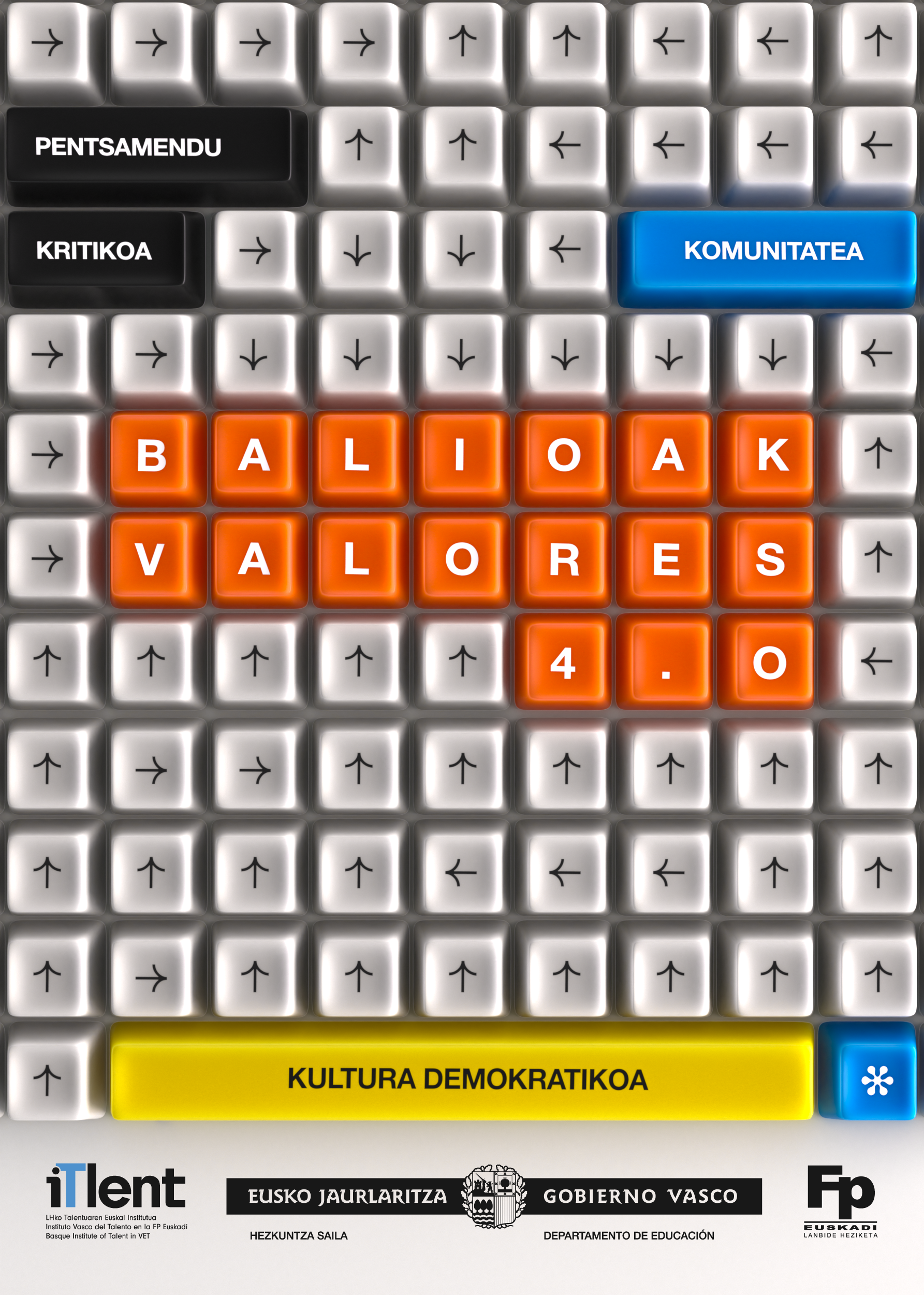Este teclado nos recuerda que vivimos rodeados de múltiples direcciones, mensajes y posibilidades. Los valores, la cultura democrática, la comunidad y el pensamiento crítico son las teclas clave que necesitamos pulsar para tomar decisiones con criterio y construir una sociedad mejor.